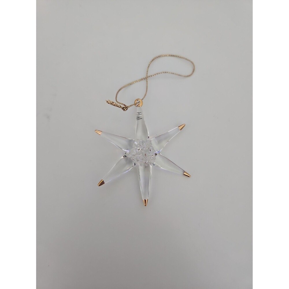 1998 Avon Spun Glass Ornaments Set of 3 Gold Accents Tree Snowflake Santa